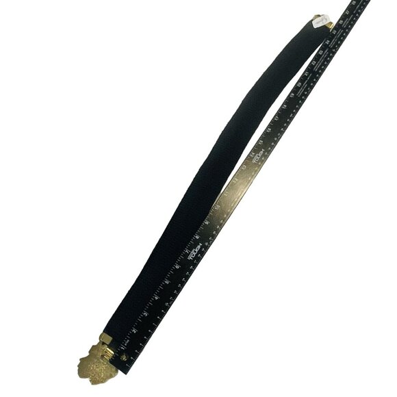 Vintage Gantos S Black Sequence Belt W Gold Bling Buckle Stretch 26” Or Bigger - Picture 8 of 13